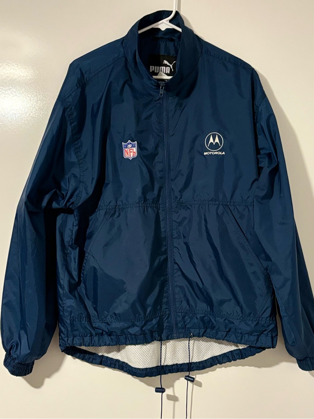 Vintage Puma NFL Motorola Windbreaker Jacket Men’s M Blue Made in Korea